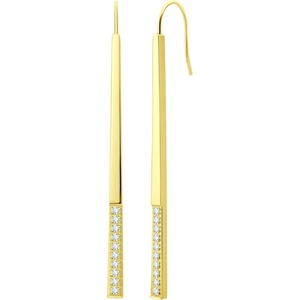 image:image555Jewelry Stainless Steel Cubic Zirconia Drop Bar Earrings for Women amp LadiesGold