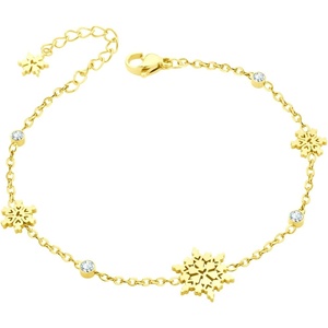 image:image555Jewelry Stainless Steel Delicate Adjustable CZ Snowflake Bracelet for Women amp LadiesGold