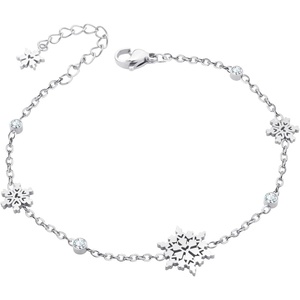 image:image555Jewelry Stainless Steel Delicate Adjustable CZ Snowflake Bracelet for Women amp LadiesSilver