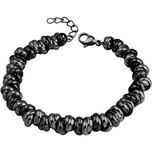 image:image555Jewelry Stainless Steel Elegant Charm Discs amp Beads Bracelet for WomenBlack
