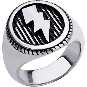 image:image555Jewelry Stainless Steel Flash Thunder Lightning Bolt Signet Ring for Men amp BoysSilver