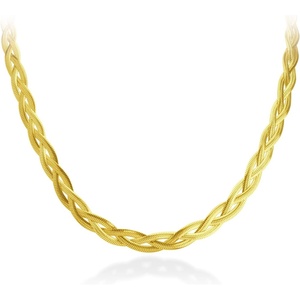 image:image555Jewelry Stainless Steel Flat Braided Snake Chain Necklace for Women amp LadiesGold