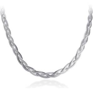 image:image555Jewelry Stainless Steel Flat Braided Snake Chain Necklace for Women amp LadiesSilver