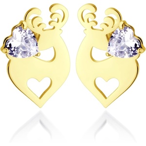 image:image555Jewelry Stainless Steel Heart CZ Drop Deer Stud Earrings for Women amp LadiesGold