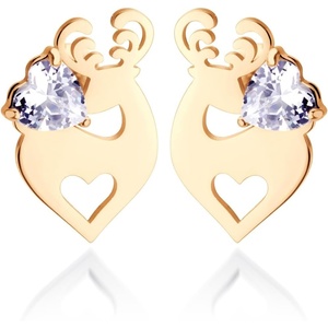 image:image555Jewelry Stainless Steel Heart CZ Drop Deer Stud Earrings for Women amp LadiesRose Gold