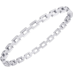 image:image555Jewelry Stainless Steel Hinged Chain Link Bangle Bracelet for Women amp MenSilver