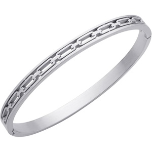 image:image555Jewelry Stainless Steel Hinged Chain Pattern Bangle Bracelet for Women amp MenSilver