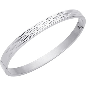 image:image555Jewelry Stainless Steel Hinged Shimmer Cut Cuff Bangle Bracelet for Women amp MenSilver