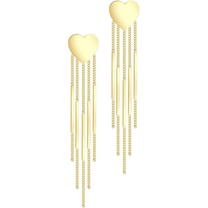 image:image555Jewelry Stainless Steel Long Drop Dangle Bar Tassel Heart Earrings for WomenGold