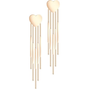 image:image555Jewelry Stainless Steel Long Drop Dangle Bar Tassel Heart Earrings for WomenRose Gold