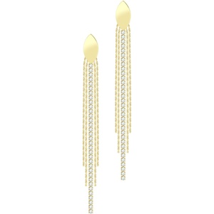 image:image555Jewelry Stainless Steel Long Drop Dangle CZ Tassel Oval Earrings for WomenGold