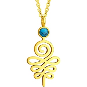 image:image555Jewelry Stainless Steel Spiritual Symbol Unalome Turquoise Necklace for WomenGold