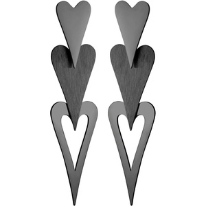 image:image555Jewelry Stainless Steel Trio Heart Dangle Earrings for Women amp LadiesBlack