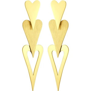 image:image555Jewelry Stainless Steel Trio Heart Dangle Earrings for Women amp LadiesGold