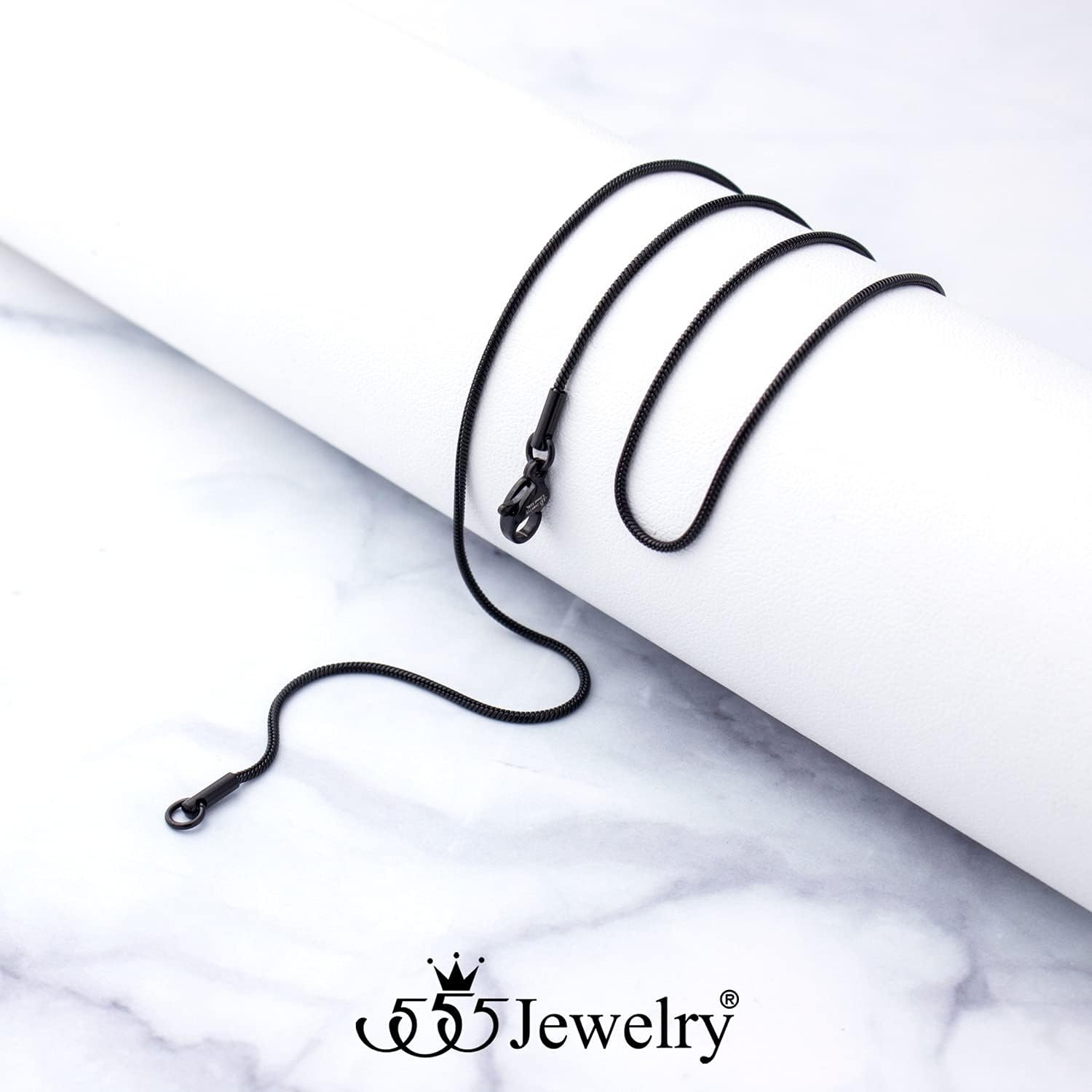 image:image555Jewelry 12mm Stainless Steel Snake Chain Necklace for Men amp Women 1628 InchBlack