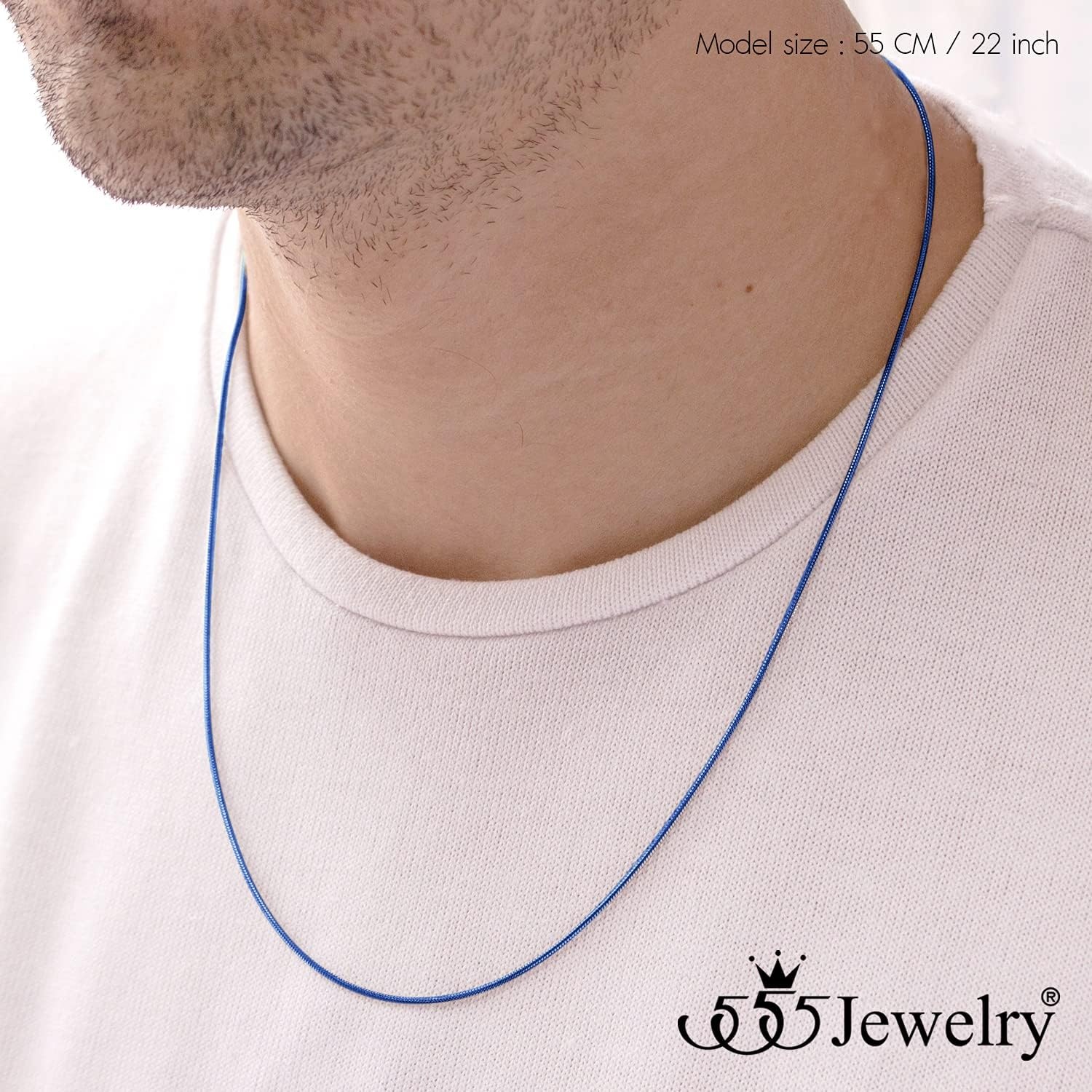 image:image555Jewelry 12mm Stainless Steel Snake Chain Necklace for Men amp Women 1628 InchBlue