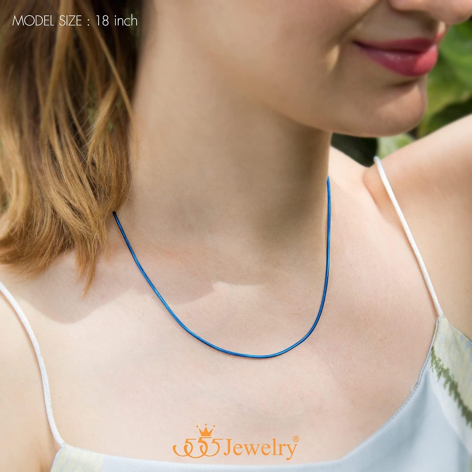 image:image555Jewelry 12mm Stainless Steel Snake Chain Necklace for Men amp Women 1628 InchBlue