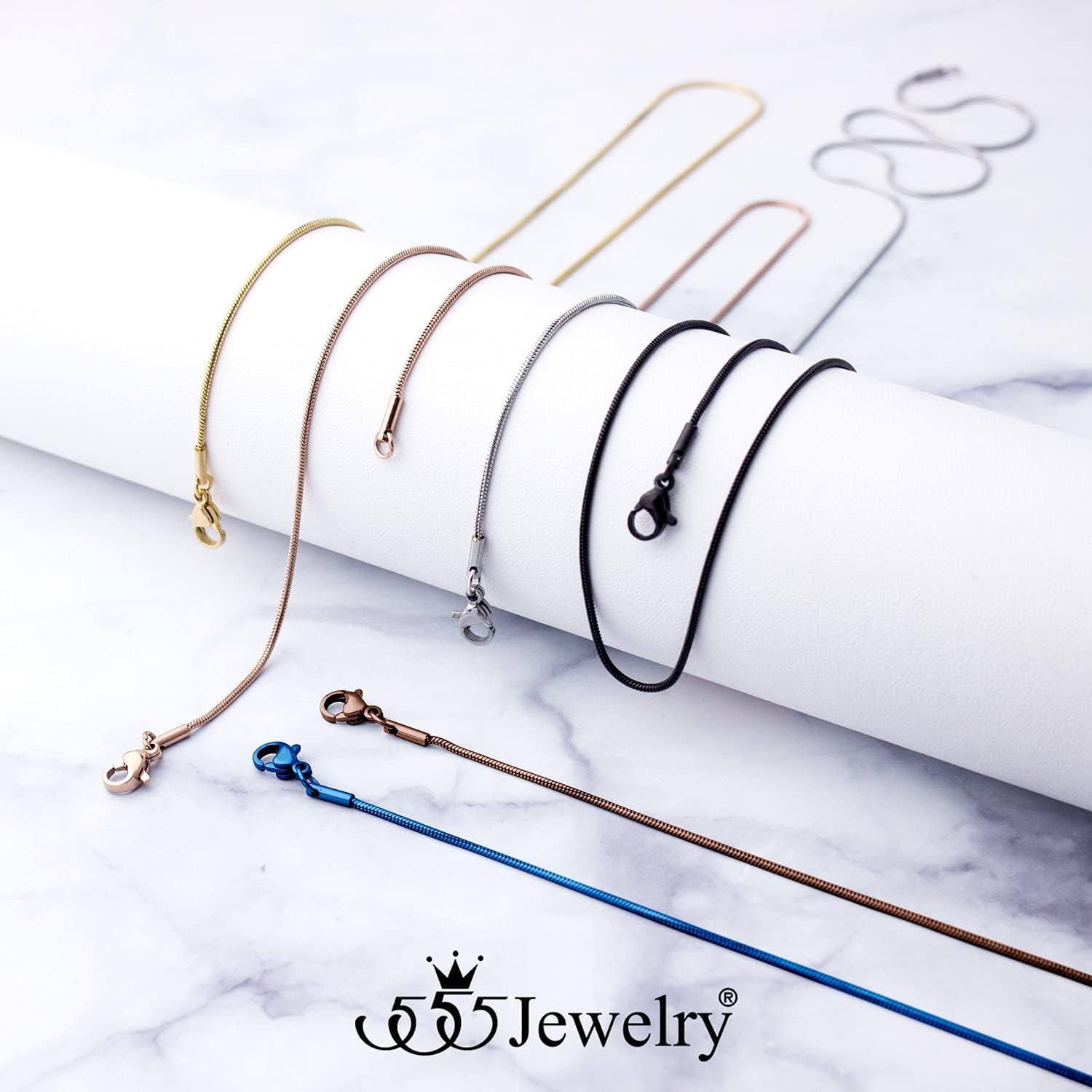 image:image555Jewelry 12mm Stainless Steel Snake Chain Necklace for Men amp Women 1628 InchCoffee
