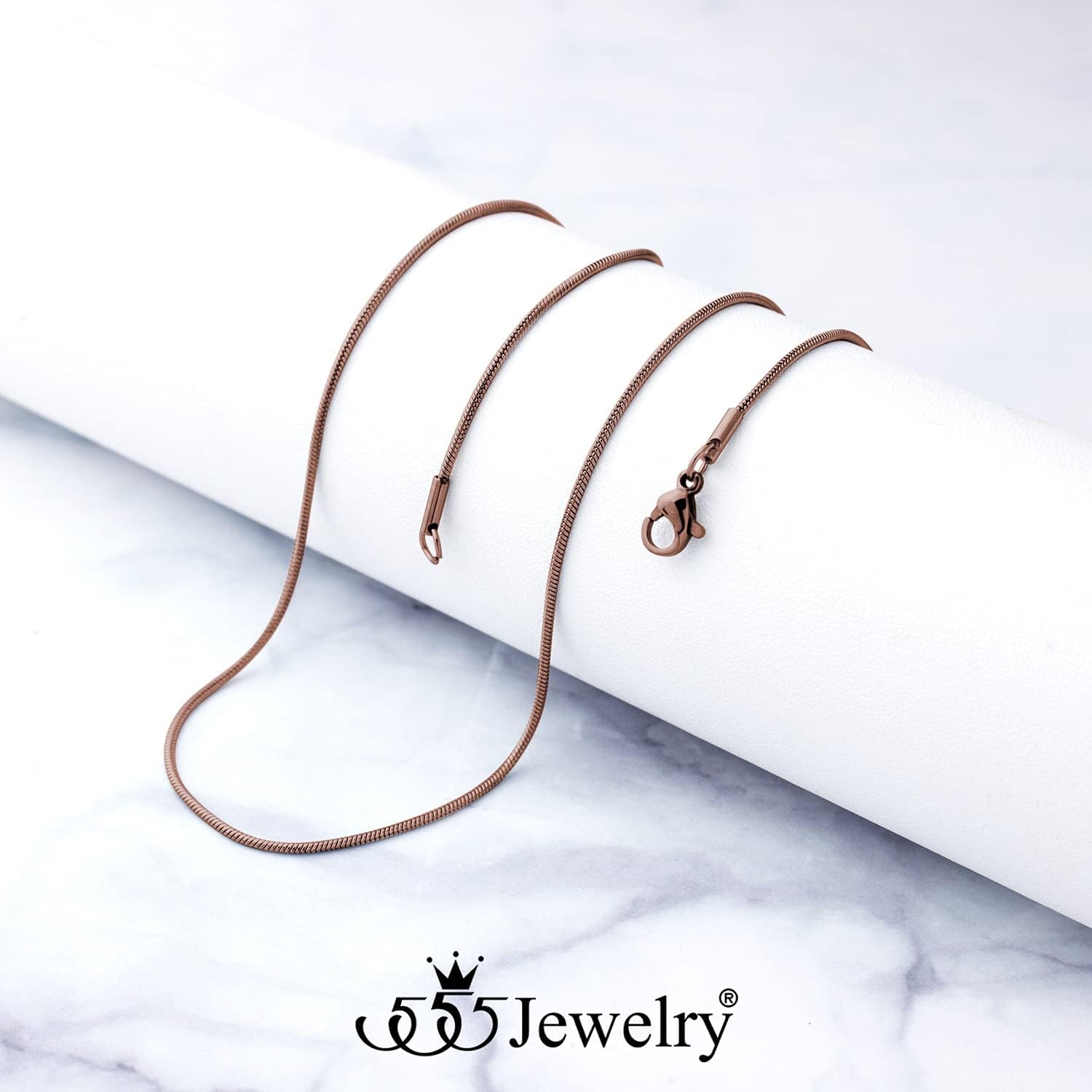 image:image555Jewelry 12mm Stainless Steel Snake Chain Necklace for Men amp Women 1628 InchCoffee