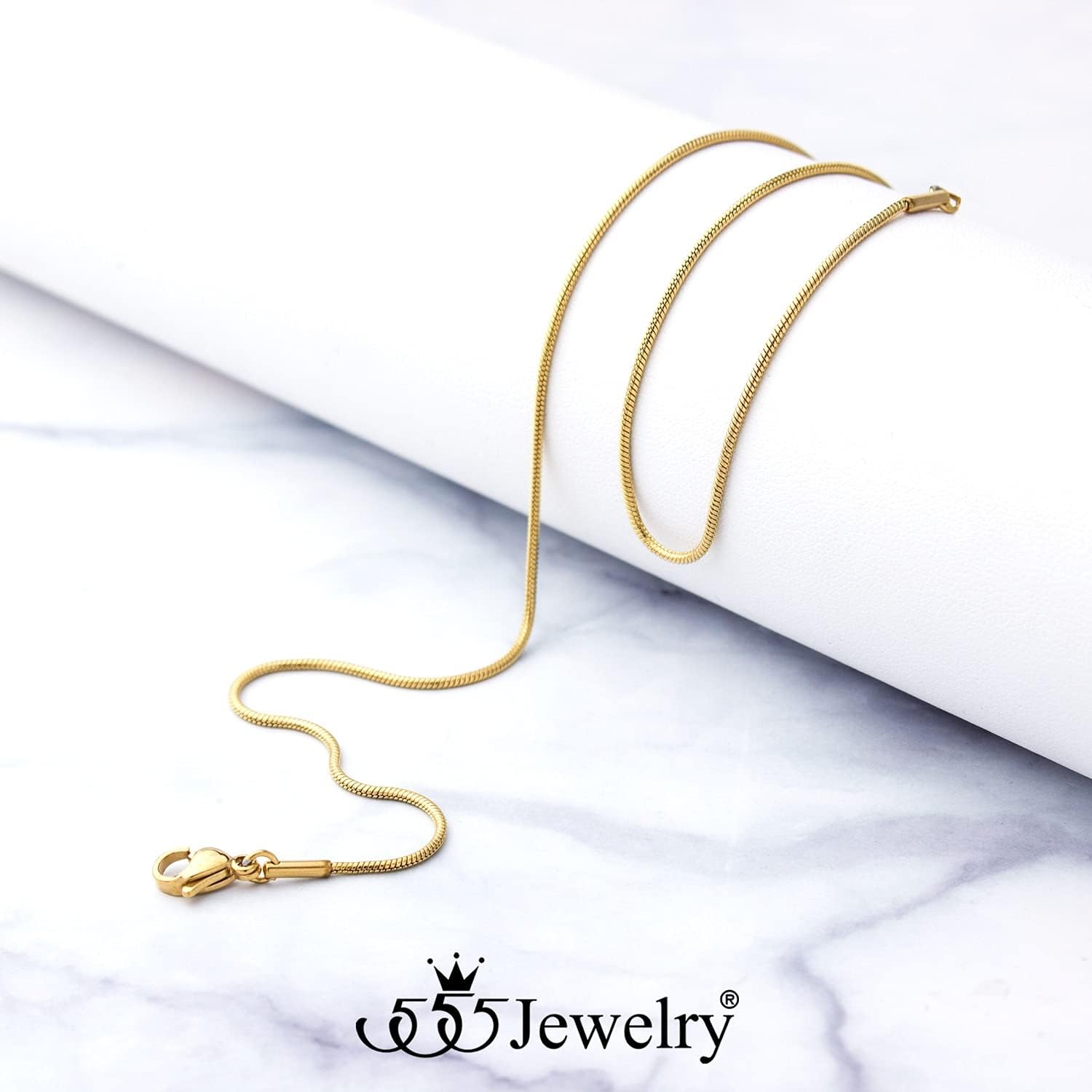 image:image555Jewelry 12mm Stainless Steel Snake Chain Necklace for Men amp Women 1628 InchGold