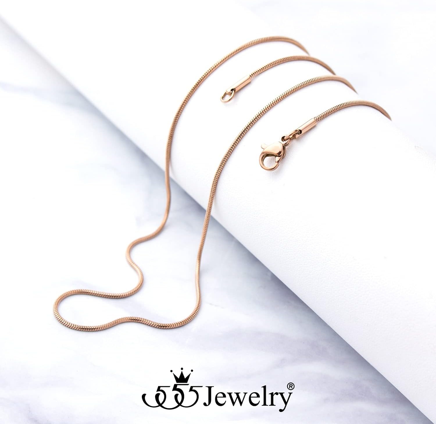 image:image555Jewelry 12mm Stainless Steel Snake Chain Necklace for Men amp Women 1628 InchRose Gold