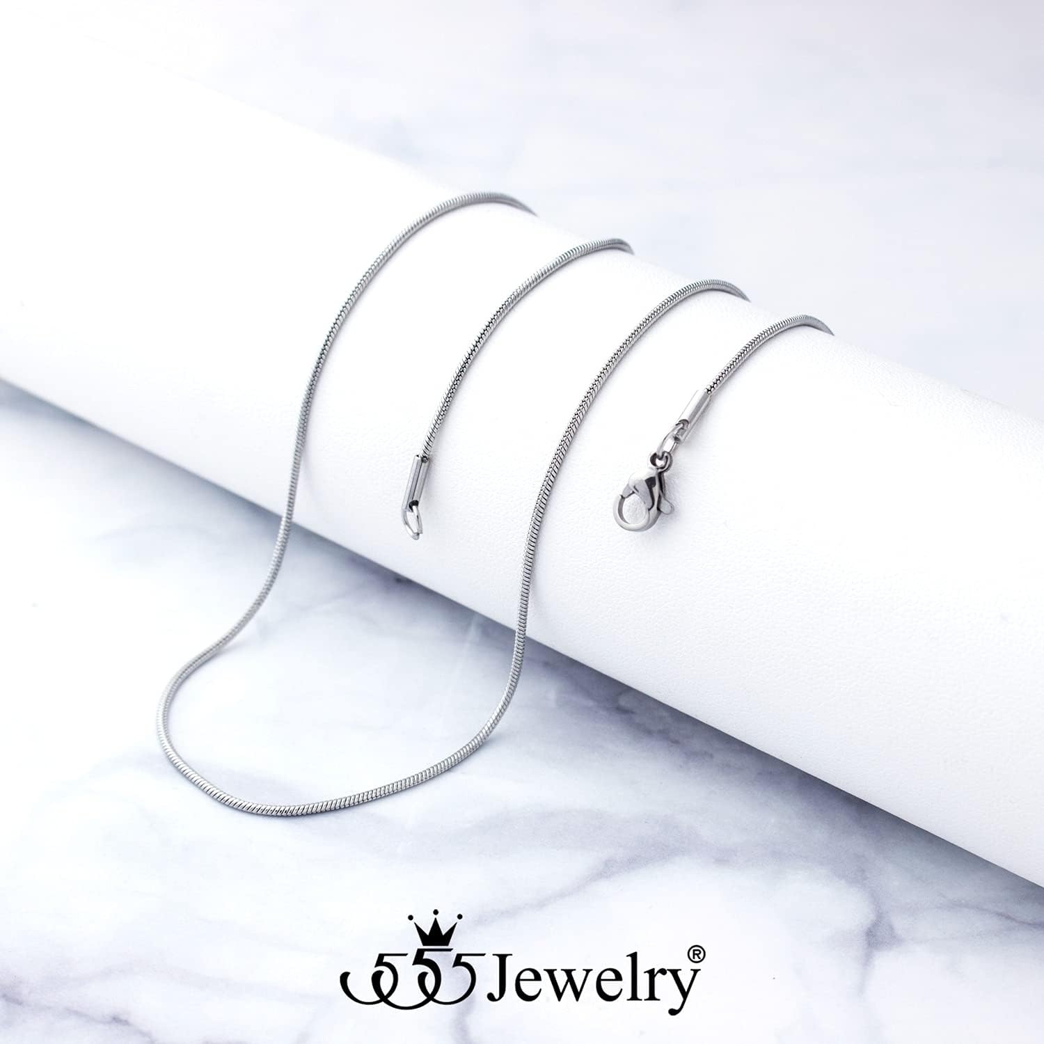 image:image555Jewelry 12mm Stainless Steel Snake Chain Necklace for Men amp Women 1628 InchSilver