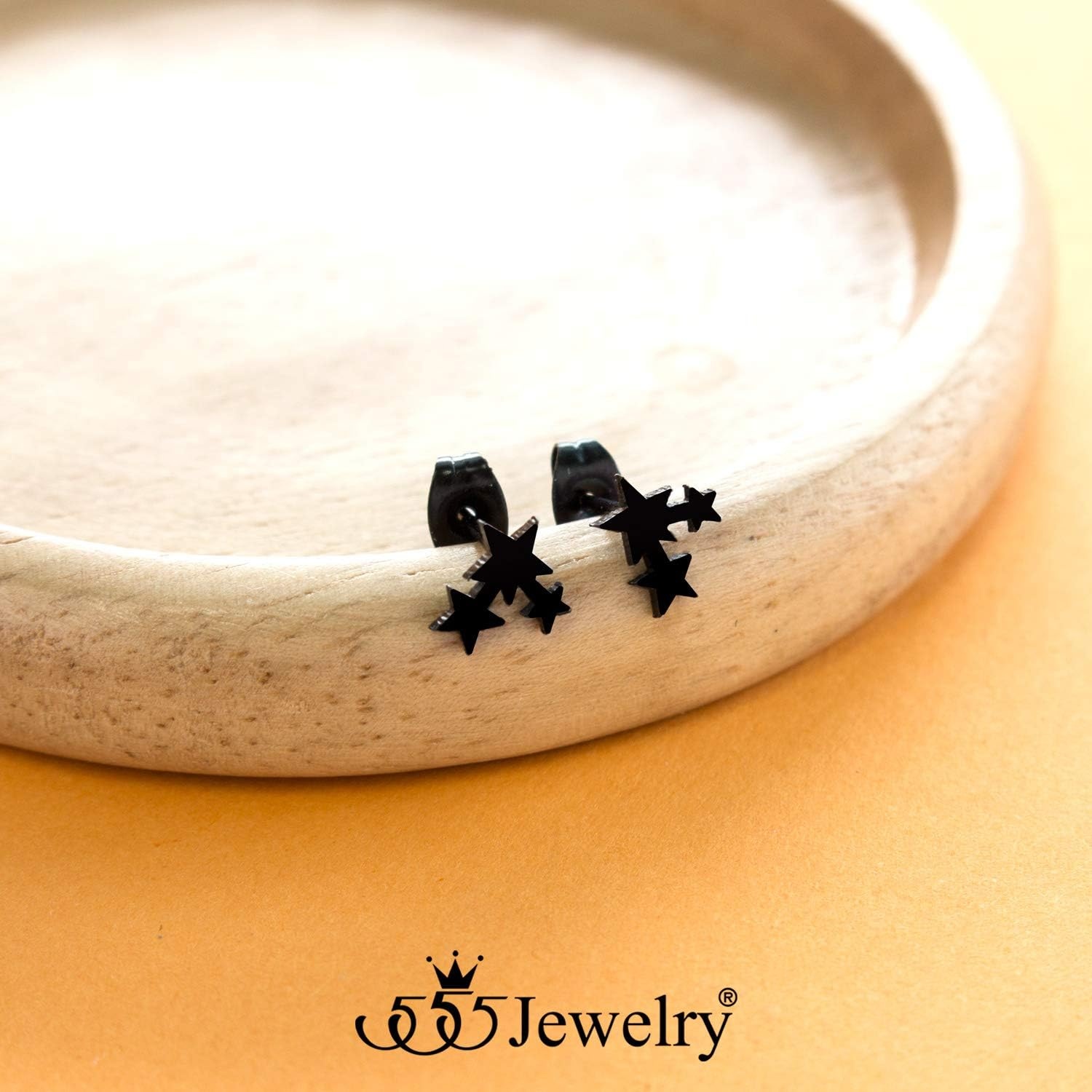 image:image555Jewelry Delicate Small Tiny Triple Stars Stud Earrings for WomenBlack