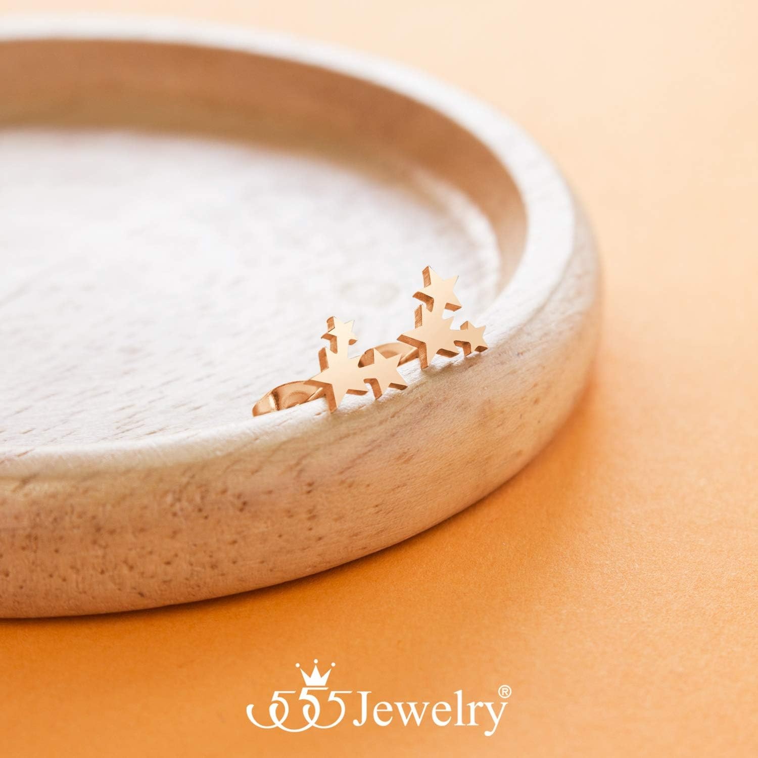image:image555Jewelry Delicate Small Tiny Triple Stars Stud Earrings for WomenRose Gold