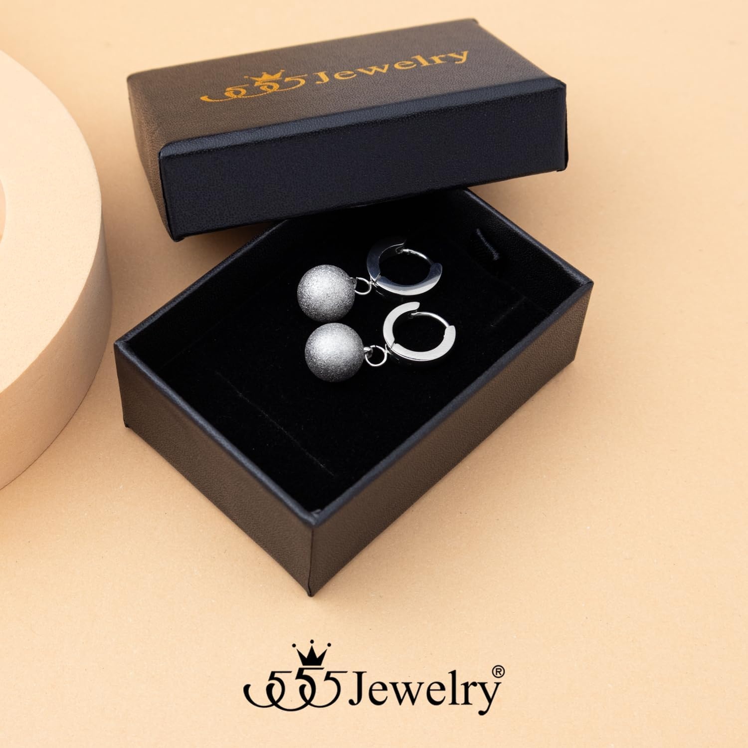 image:image555Jewelry Stainless Steel Huggie Dangle Pearl Onyx Turquoise Earrings for WomenSilver Matt