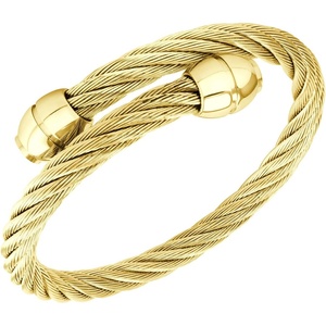 image:image555Jewelry 2 Tone Adjustable Twisted Cable Wire Bangle Bracelet Cuff for Women amp MenGold  Bead Endings