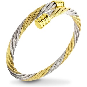 image:image555Jewelry 2 Tone Adjustable Twisted Cable Wire Bangle Bracelet Cuff for Women amp MenGold  Gold