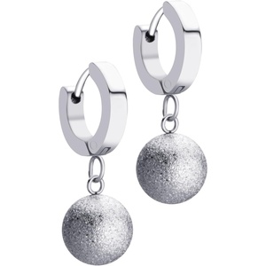 image:image555Jewelry Stainless Steel Huggie Dangle Pearl Onyx Turquoise Earrings for WomenSilver Matt