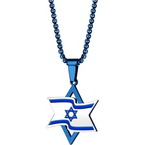 image:image555Jewelry Stand With Israel Star of David Necklace for Men Stainless Steel Jewish Star Necklace for Women with Israel Flag and 1624 Inch Chain24 Inch