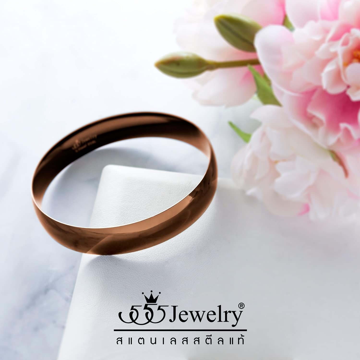 image:image555Jewelry 12mm Wide Stainless Steel Solid Slip On Bangle Bracelet for Women With Small WristCoffee Small