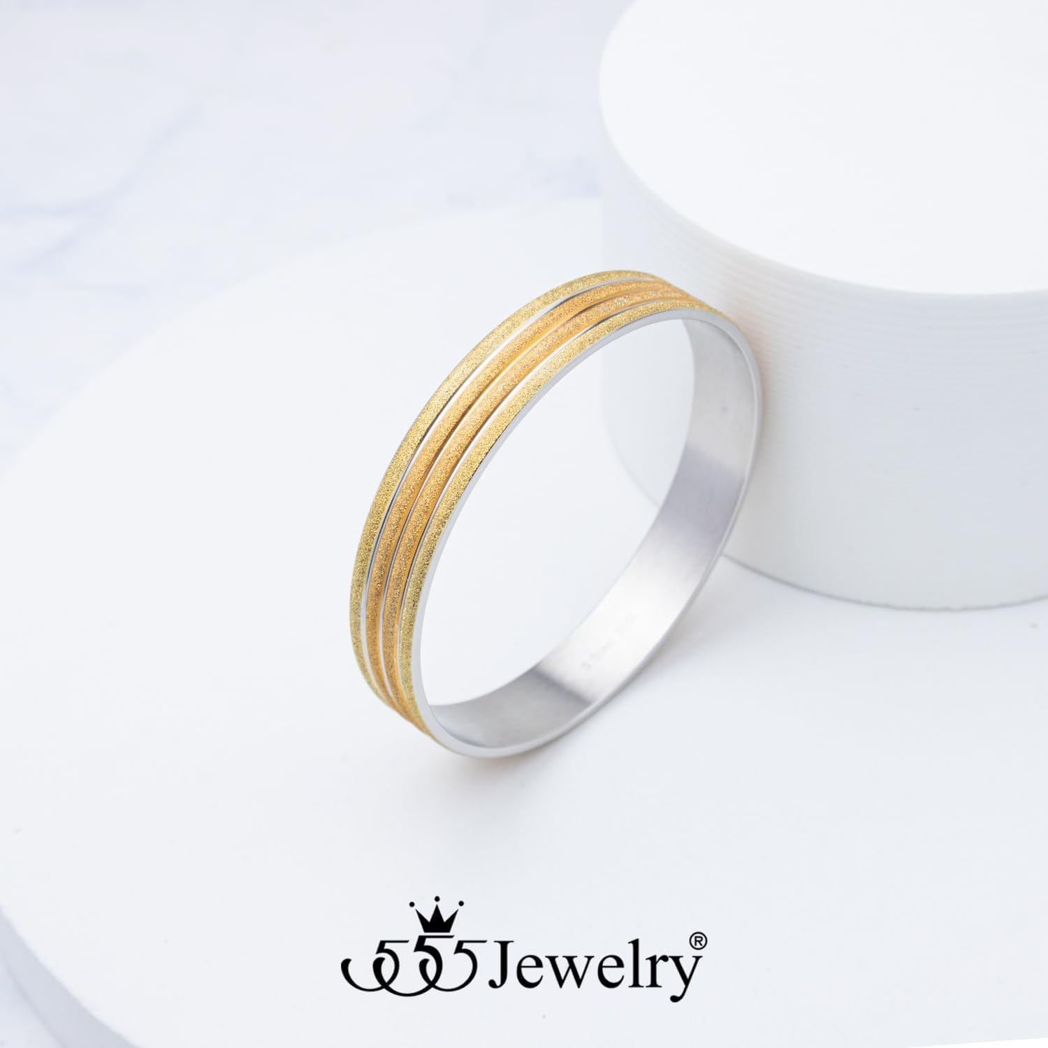 image:image555Jewelry 12mm Wide Stainless Steel Solid Slip On Bangle Bracelet for Women With Small WristSandblast Multicolor Large