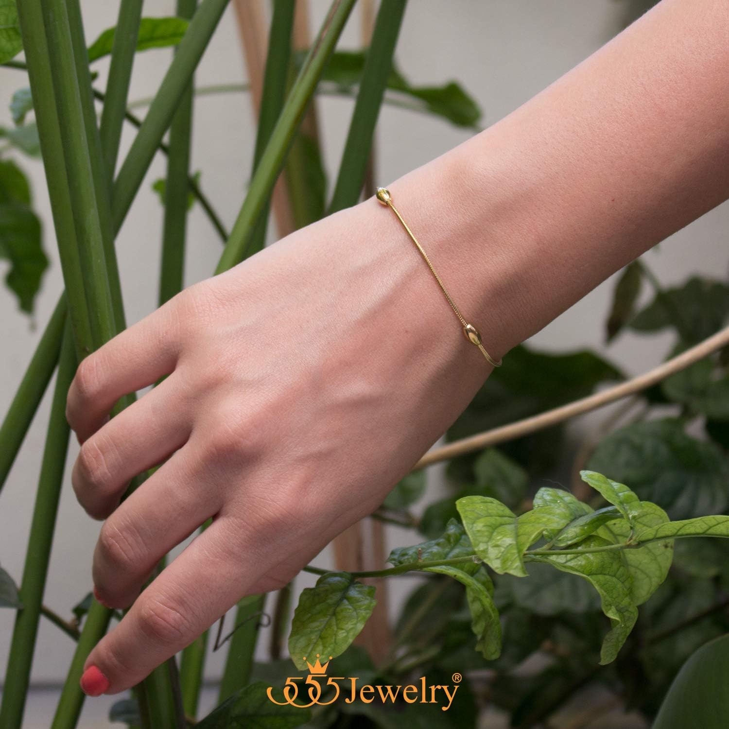 image:image555Jewelry 15mm Adjustable Stainless Steel Snake Chain Bead Bracelet for Women 75 InchGold