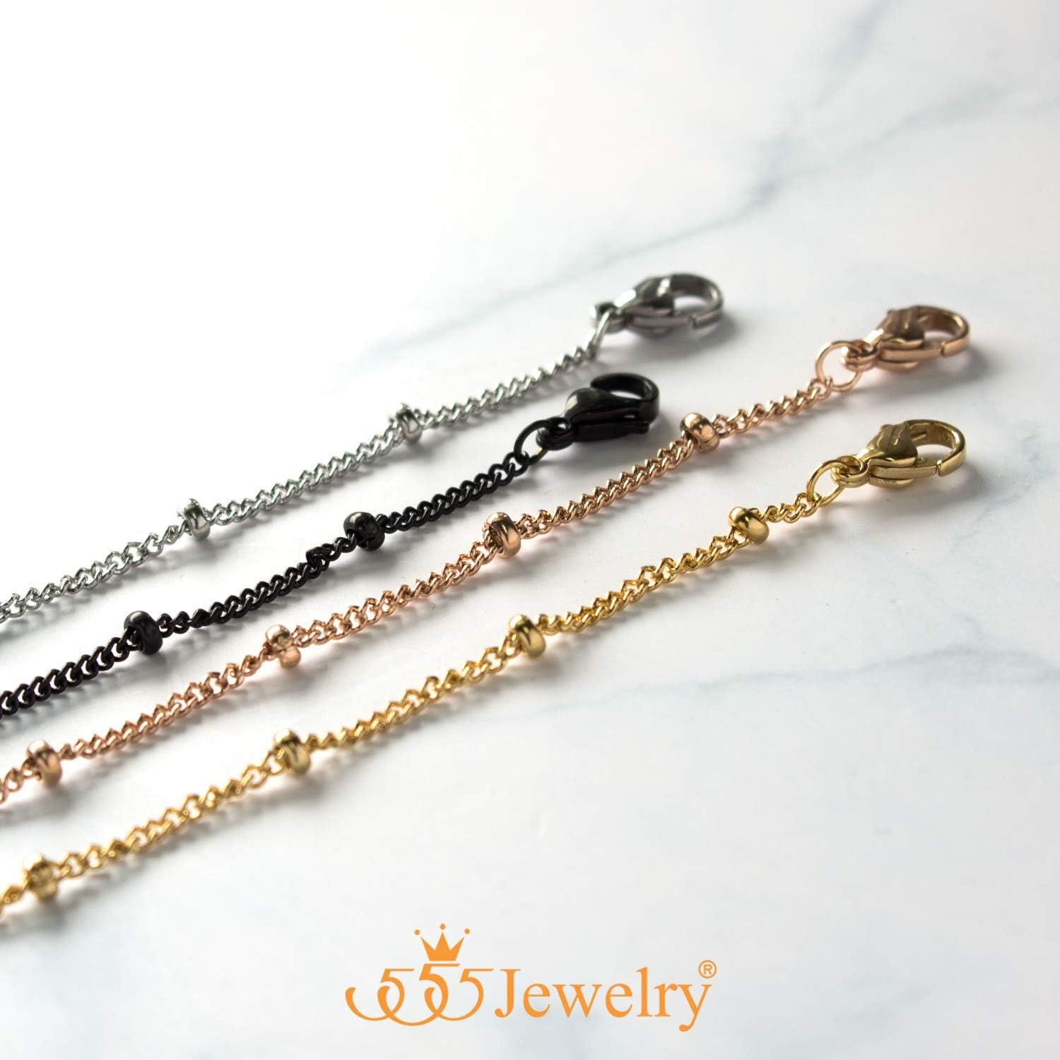 image:image555Jewelry 2mm Stainless Steel Adjustable Ball Bead Bracelet for Women 75 InchGold