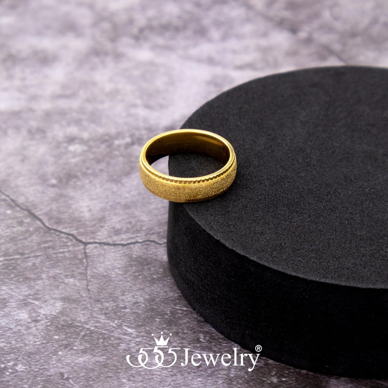 image:image555Jewelry 4mm Sandblast Stainless Steel CZ Wedding Band Ring for Women amp MenGold Style 10