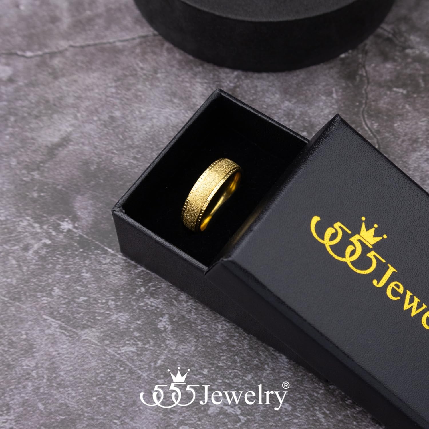 image:image555Jewelry 4mm Sandblast Stainless Steel CZ Wedding Band Ring for Women amp MenGold Style 10