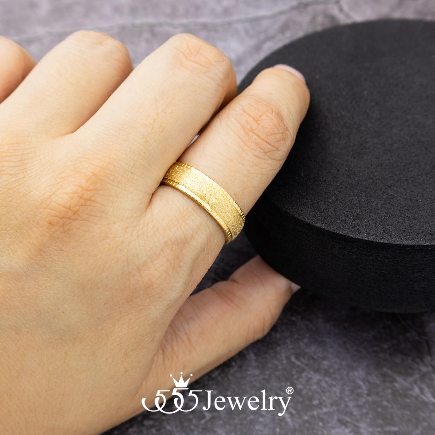 image:image555Jewelry 4mm Sandblast Stainless Steel CZ Wedding Band Ring for Women amp MenGold Style 10