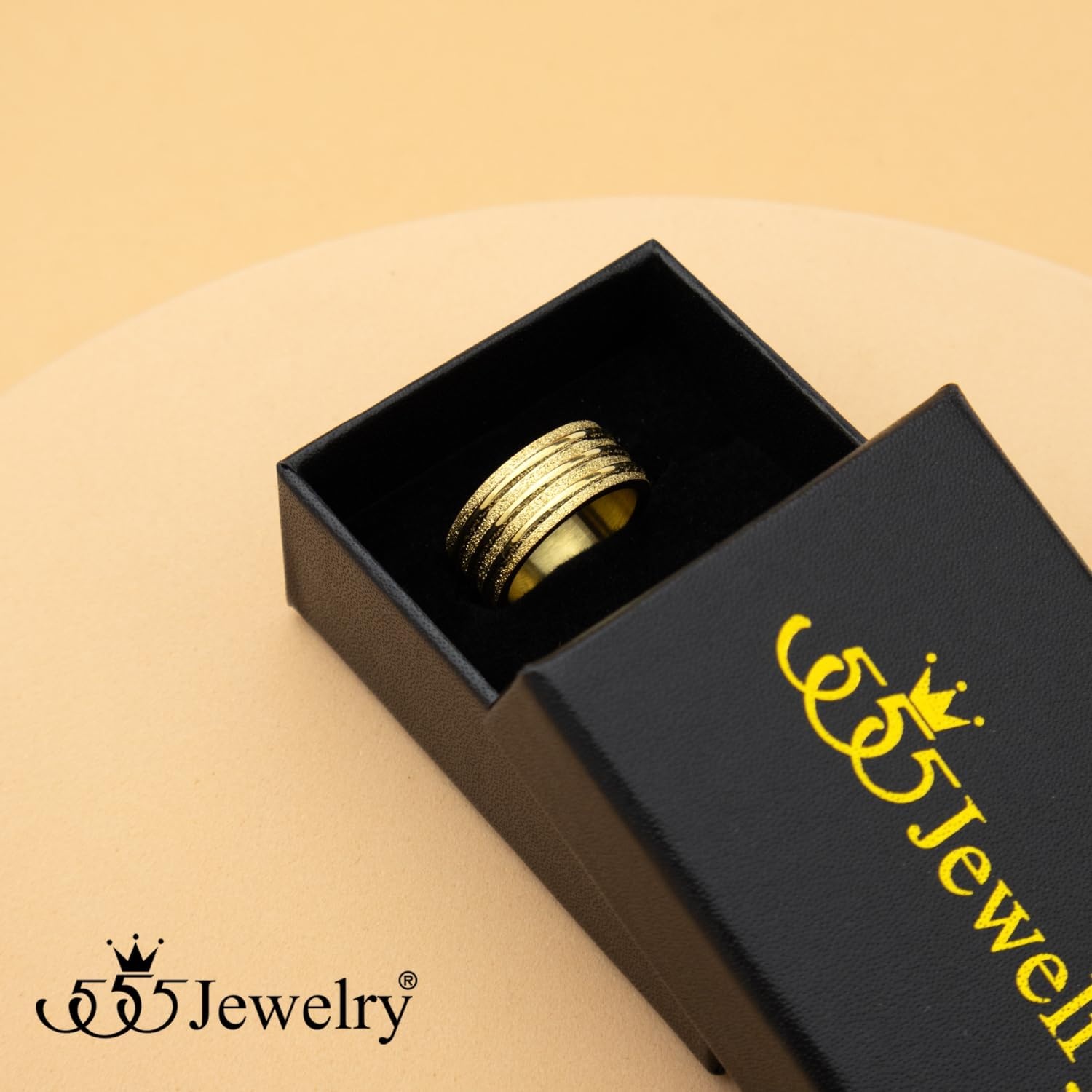 image:image555Jewelry 4mm Sandblast Stainless Steel CZ Wedding Band Ring for Women amp MenGold Style 4