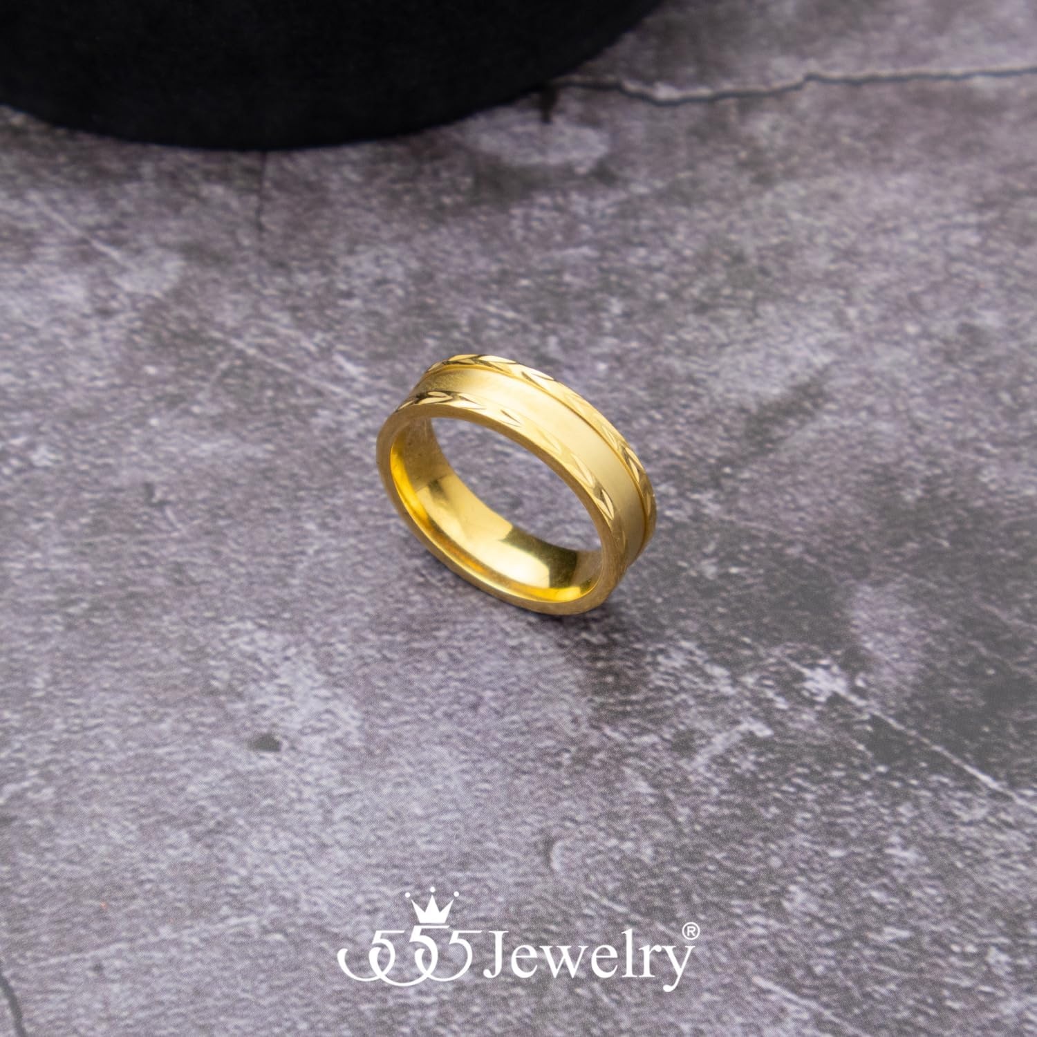 image:image555Jewelry 4mm Sandblast Stainless Steel CZ Wedding Band Ring for Women amp MenGold Style 7