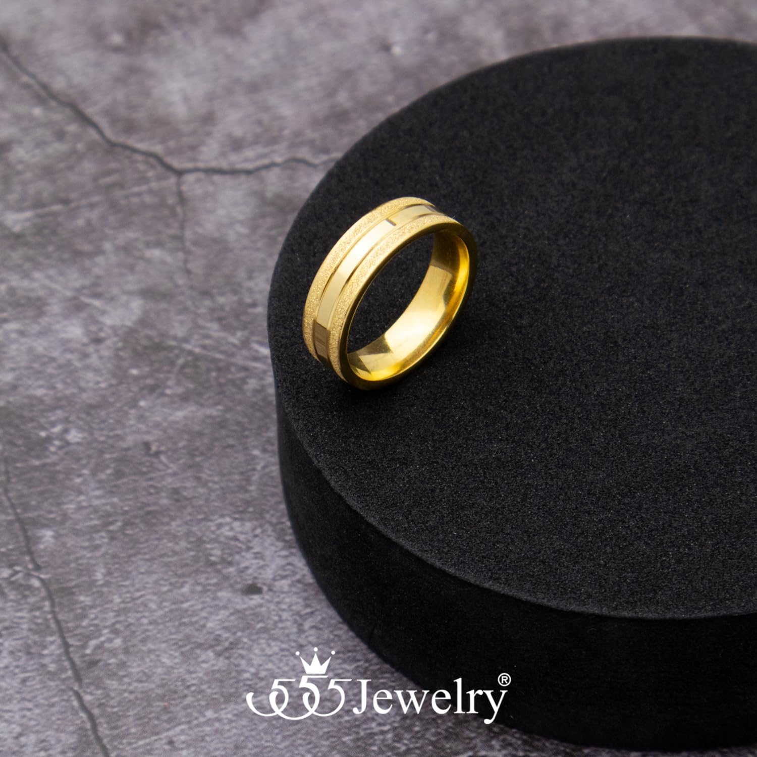 image:image555Jewelry 4mm Sandblast Stainless Steel CZ Wedding Band Ring for Women amp MenGold Style 8