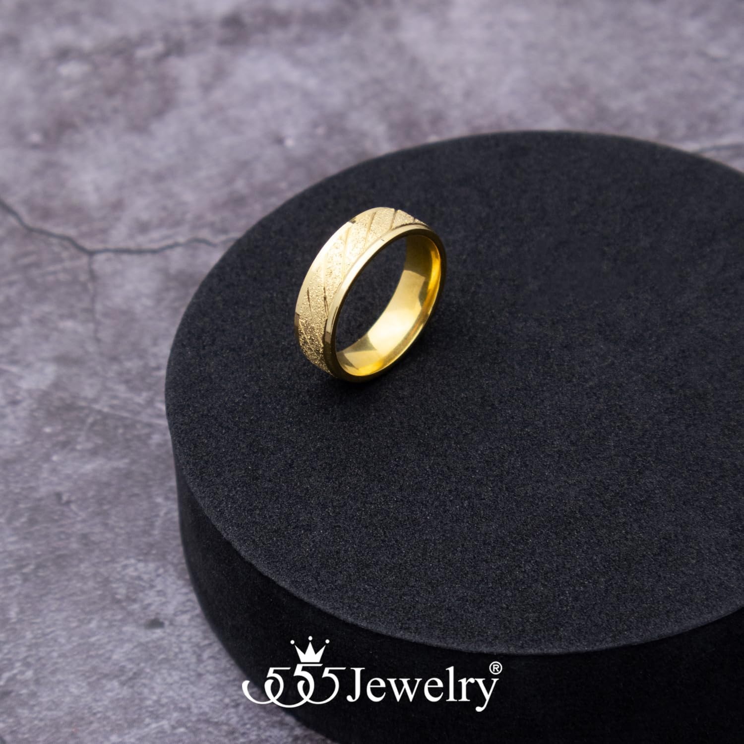image:image555Jewelry 4mm Sandblast Stainless Steel CZ Wedding Band Ring for Women amp MenGold Style 9