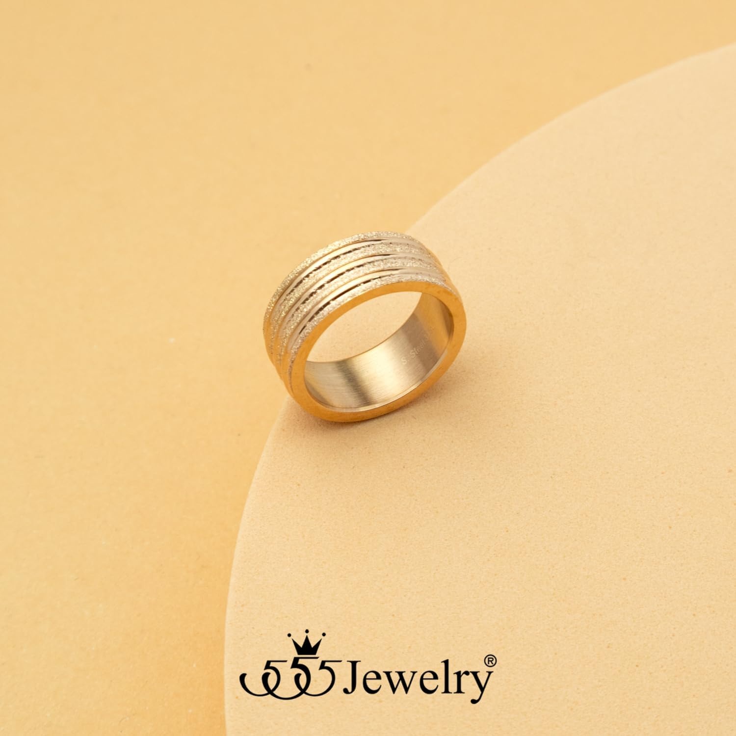 image:image555Jewelry 4mm Sandblast Stainless Steel CZ Wedding Band Ring for Women amp MenRose Gold Style 4