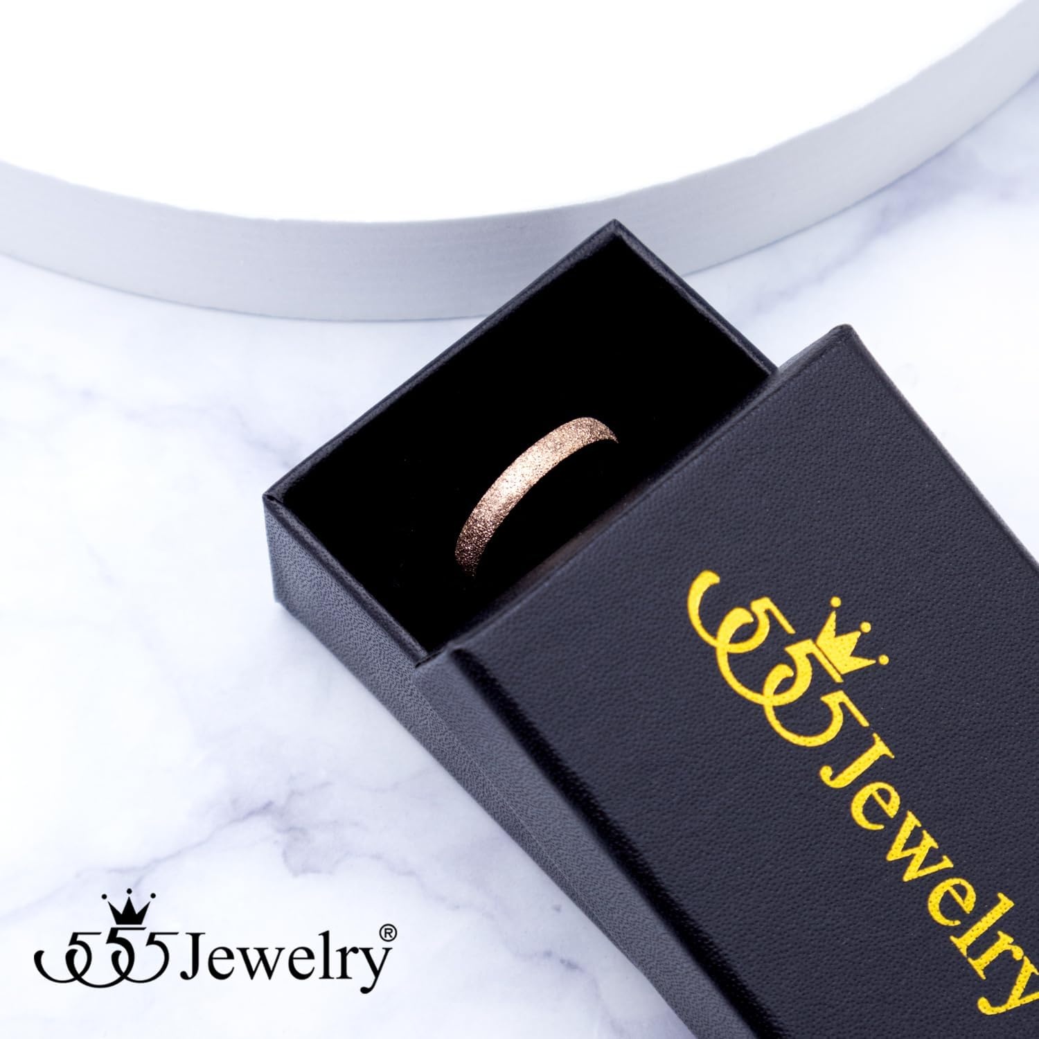 image:image555Jewelry 4mm Sandblast Stainless Steel CZ Wedding Band Ring for Women amp MenRose Gold style 2