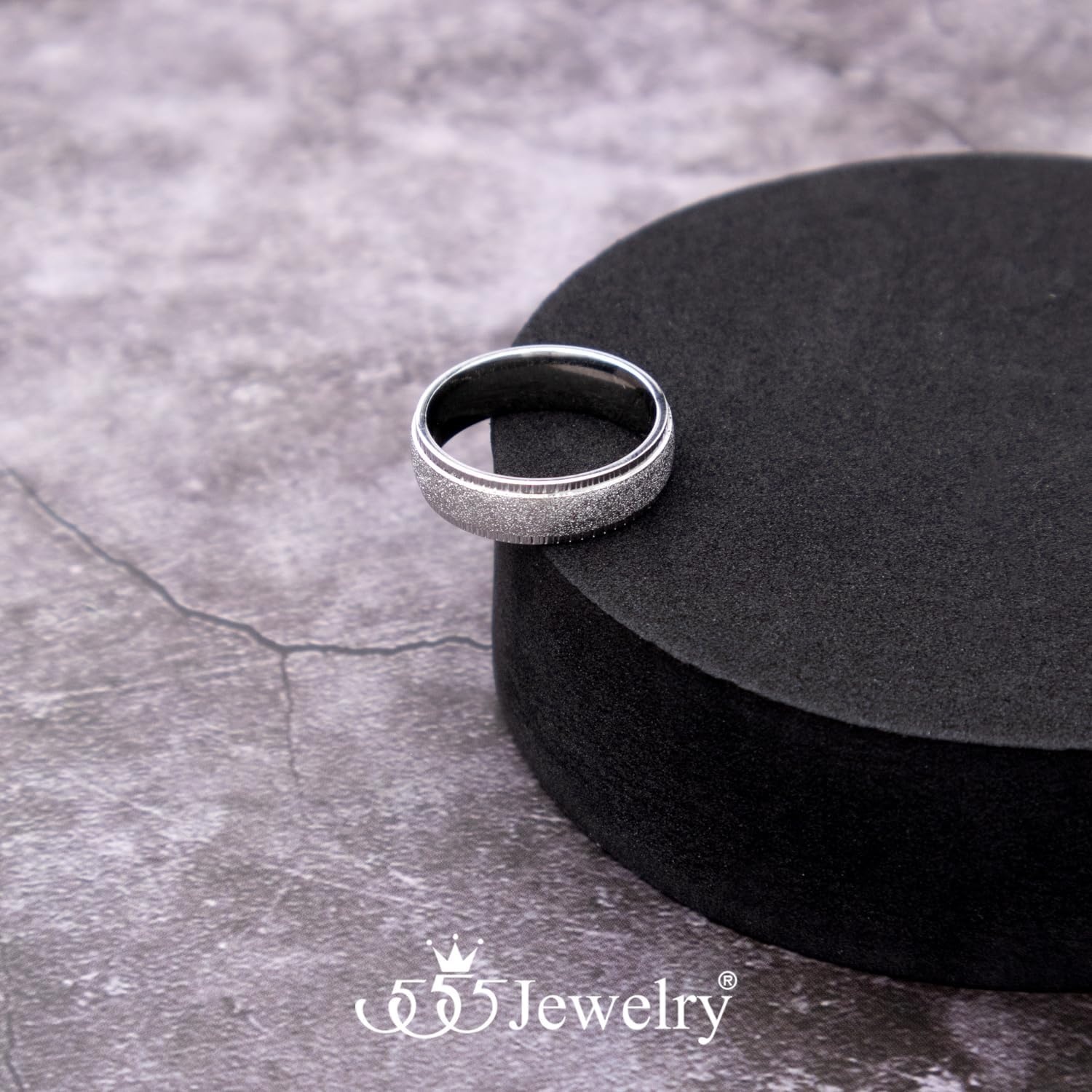 image:image555Jewelry 4mm Sandblast Stainless Steel CZ Wedding Band Ring for Women amp MenSilver Style 10