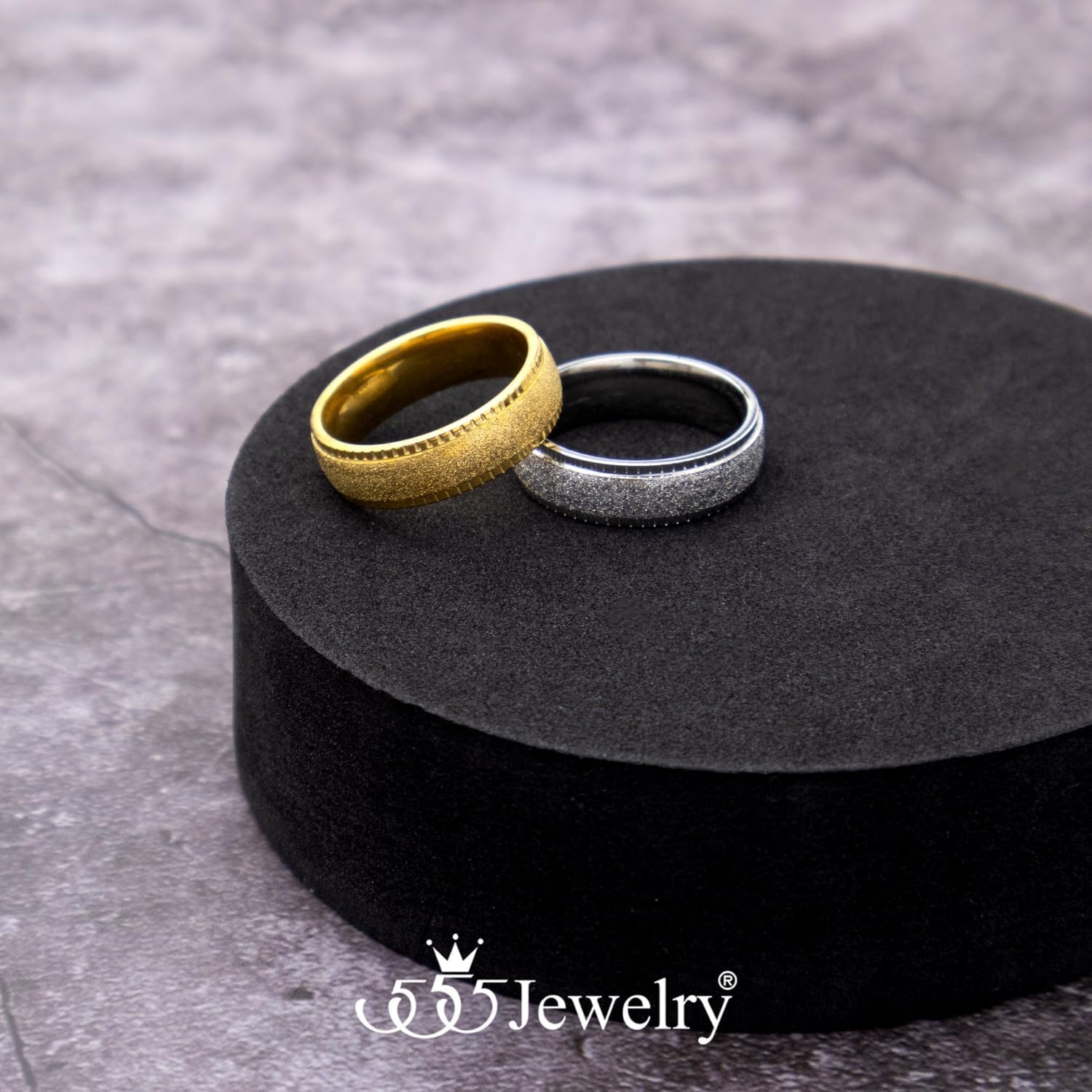 image:image555Jewelry 4mm Sandblast Stainless Steel CZ Wedding Band Ring for Women amp MenSilver Style 10