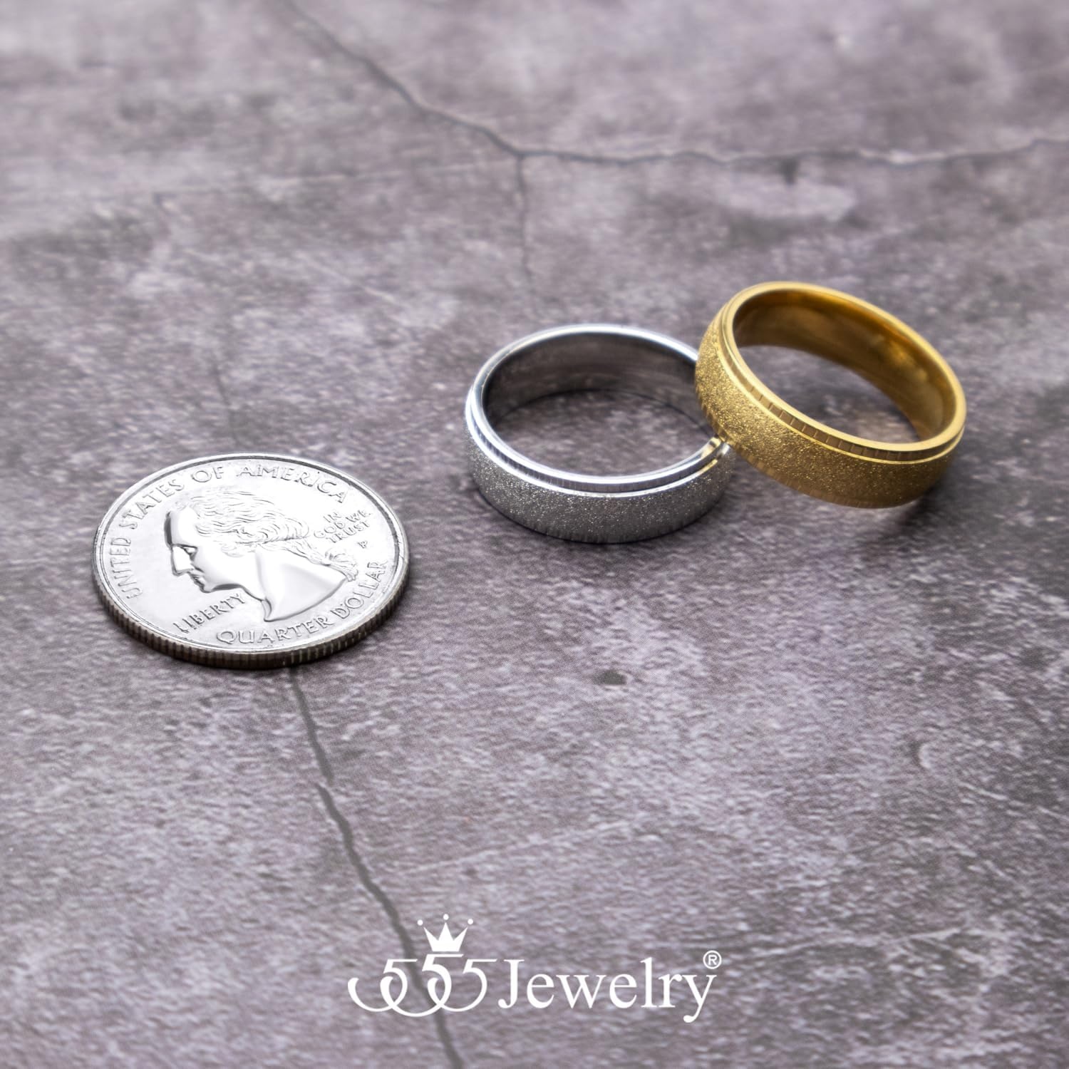image:image555Jewelry 4mm Sandblast Stainless Steel CZ Wedding Band Ring for Women amp MenSilver Style 10