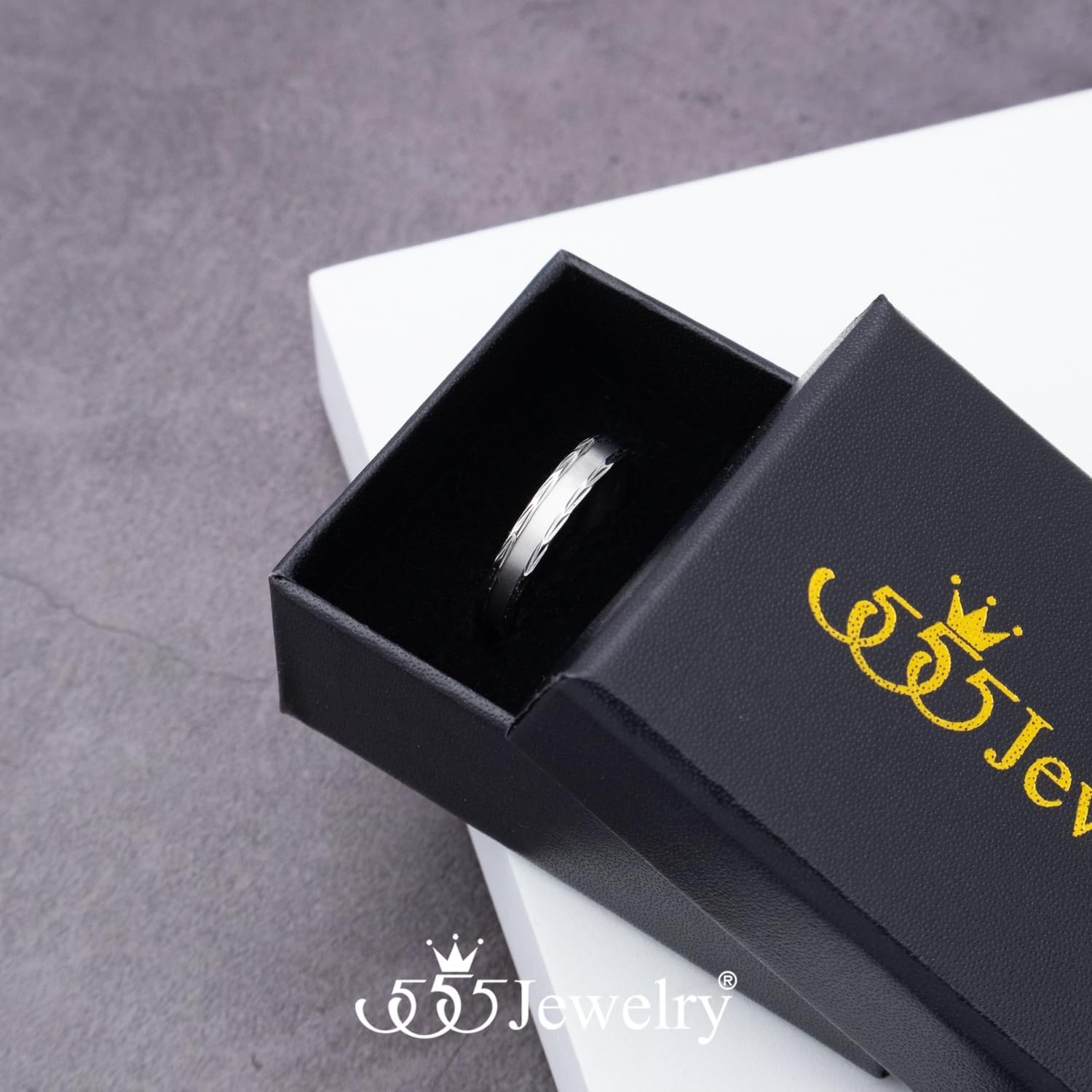 image:image555Jewelry 4mm Sandblast Stainless Steel CZ Wedding Band Ring for Women amp MenSilver Style 11